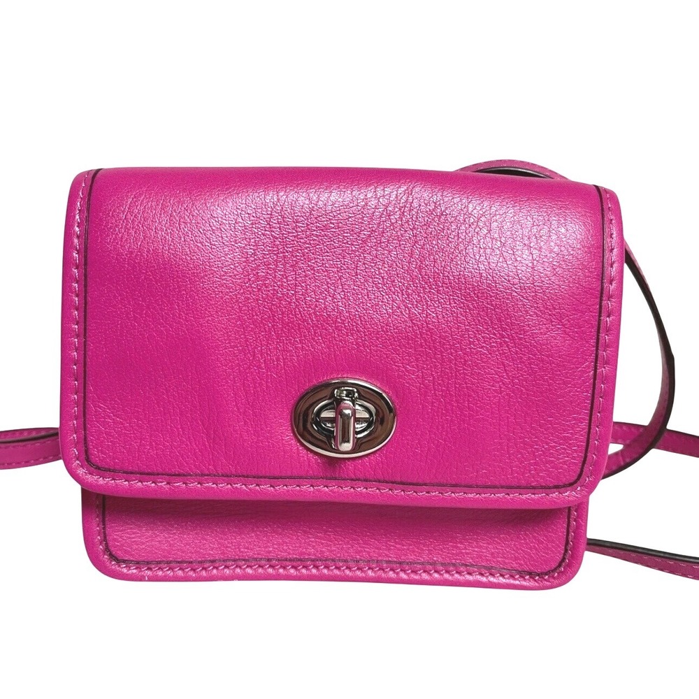 Coach Legacy Mini Turnlock Crossbody Bag Pink Fuchsia Leather 48894